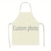 Custom linen kitchen apron with personalized design, oil-resistant.