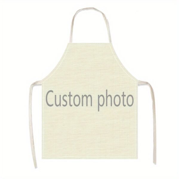 Custom linen kitchen apron with personalized design, oil-resistant.