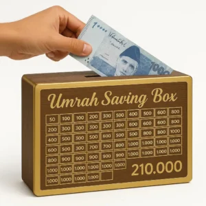 Mister Traders Acrylic Golden Umrah Saving Wooden Box